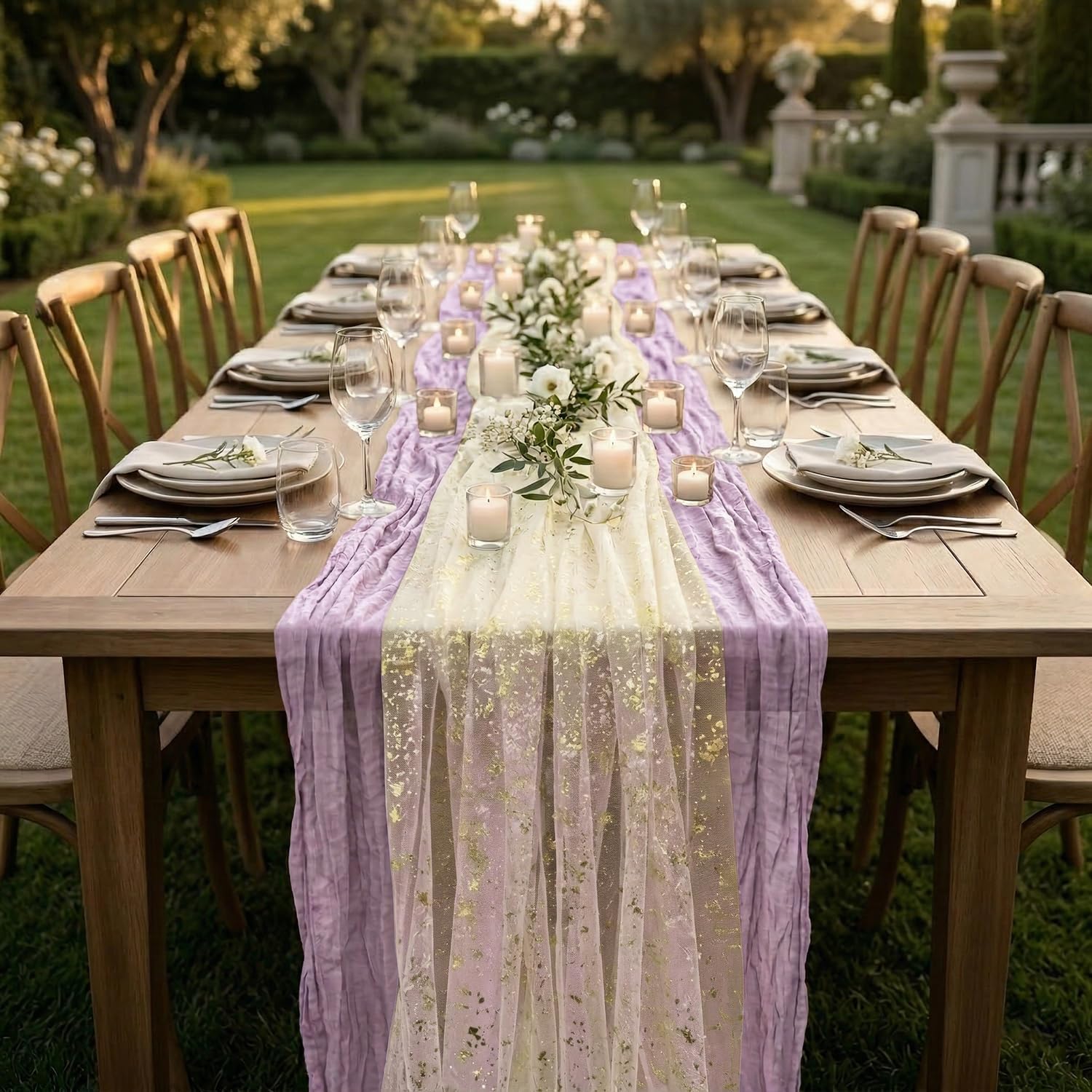 Wedding Supply Rentals - 2Pack Cheesecloth Table Runner Purple Drapable