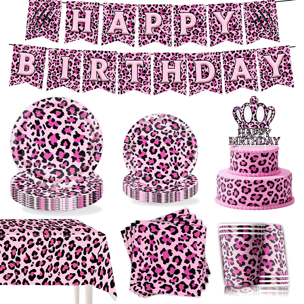Pink Leopard Print Birthday Pa - đánh giá và giá Wedding Day Supply Kit
