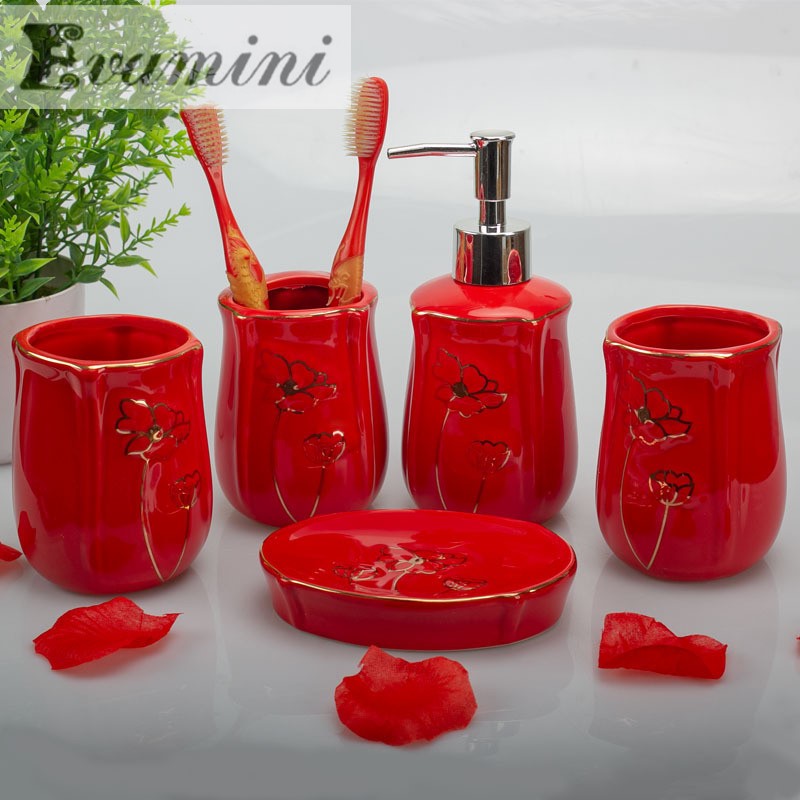 CướI Đỏ Gốm Phụ Kiện Phòng Tắm - đánh giá và giá Wedding Bathroom Supply Kit