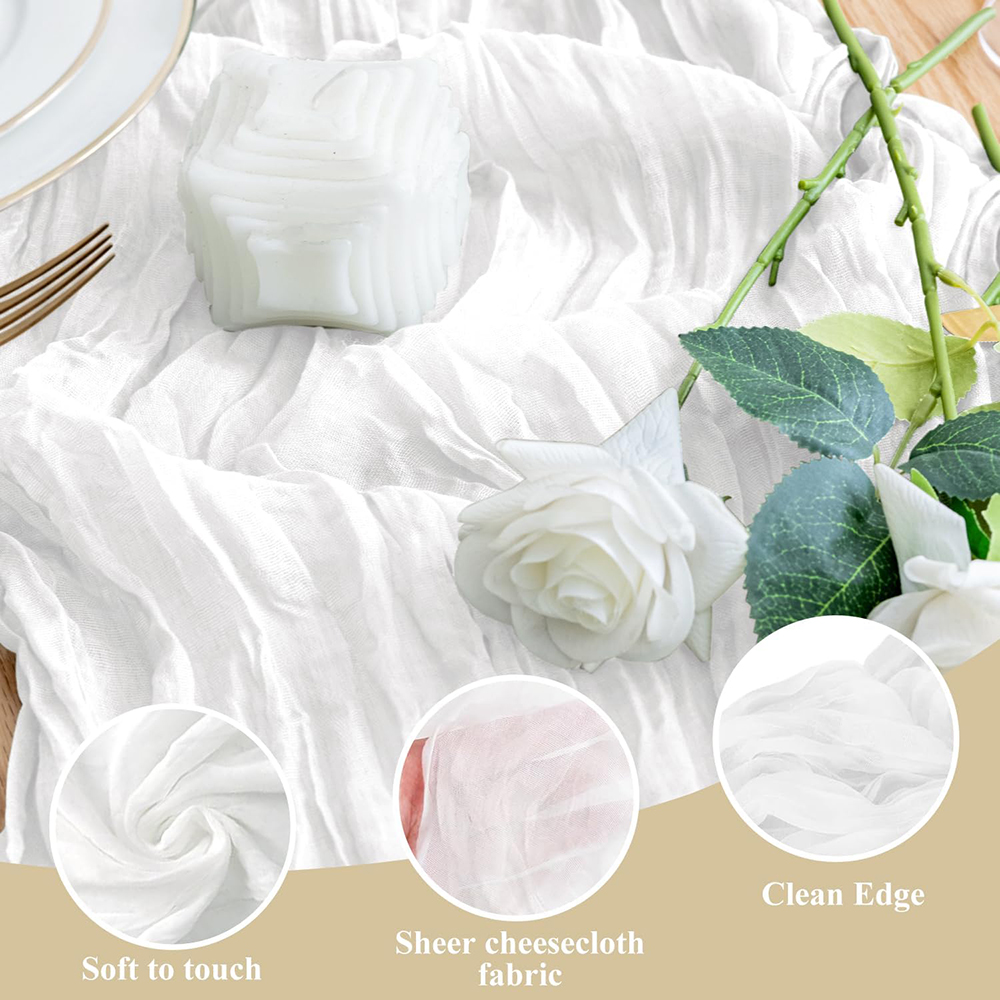 White Cheesecloth Table Runner - đánh giá và giá Wedding Supply Rentals